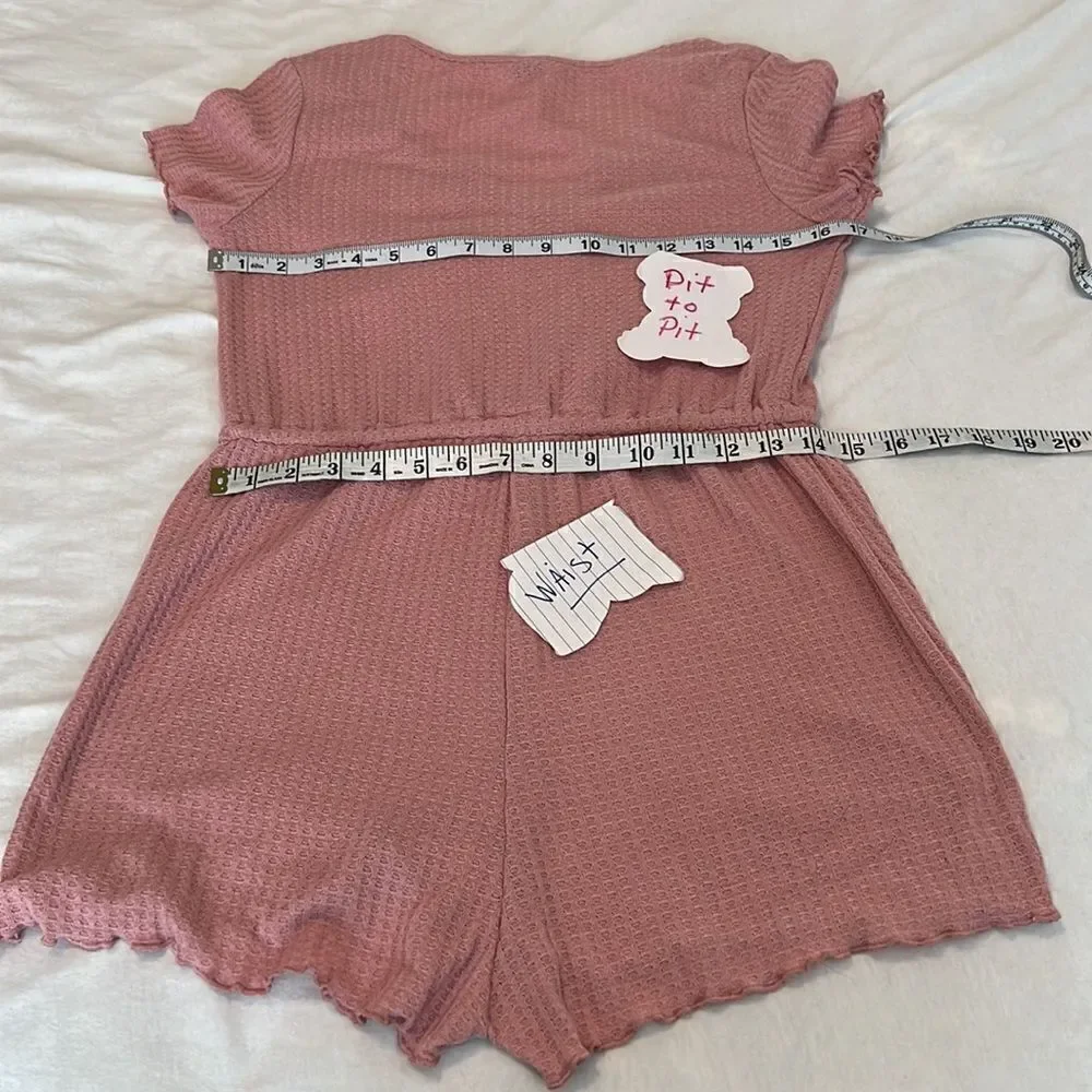 Shein sz M runs small dusty rose short romper elastic drawstring waist EUC